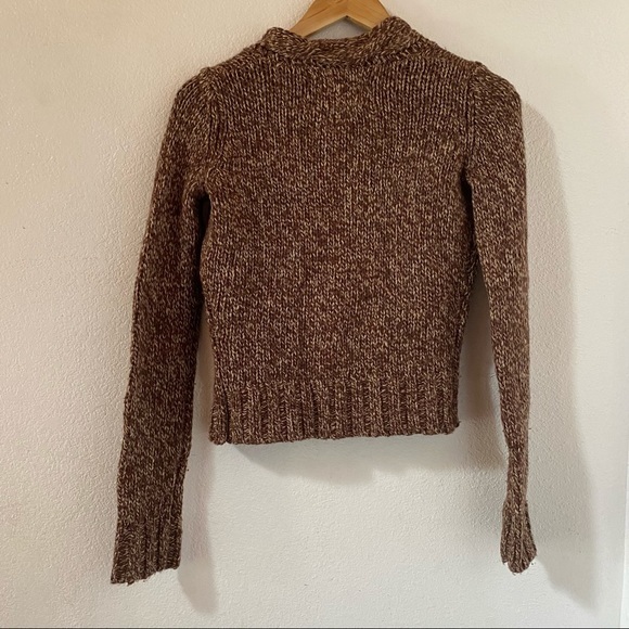 Fossil Brown Marled Braided Wool Blend Cardigan XS - Picture 3 of 6